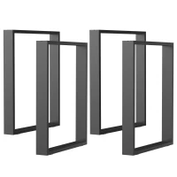 HOMCOM Lot de 4 pieds rectangulaires en acier noir pour table - hauteur 72 cm - design contemporain(m-10)