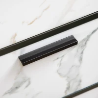 HOMCOM Mobile Dispensa a 2 Ante e 3 Cassetti in MDF e Acciaio per Soggiorno, Cucina e Studio, 90x30x80 cm, Bianco e Nero(m-8)