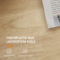 HOMCOM Küchenwagen mit Rollen, Rollwagen mit Seitenregal Küchentrolley, Servierwagen mit Gewürzregal, Küchenhilfe, P2 MDF, Gummiholz, Weiß+Natur, 89 x 45 x 89,5 cm(m-5)