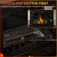 HOMCOM Camino a Bioetanolo da Terra con Bruciatore da 1.2L e Copertura 25㎡, 45x28x54cm, Nero(m-5)