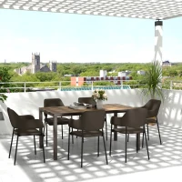 Outsunny Tavolo da Giardino Allungabile da 160-240 cm per 6-8 Persone Rettangolare in Acciaio e Alluminio, Effetto Legno(m-2)