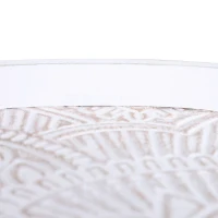 HOMCOM Coffee Table, Carved Floral Round Table with Tray-style Top and Wood Legs, Modern Side Table for Living Room, Set of 2, White(m-9)