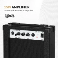 SPORTNOW Six-String Electric Guitar, with 15W Amplifier, Digital Turner, Picks, Shoulder Strap, Case Bag - Dark Green(m-6)