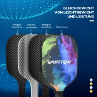 SPORTNOW Pickleball-Set, 2 Schläger aus Karbongewebe mit Wabengitter-Kern, 4 Bälle, Tragetasche(m-4)