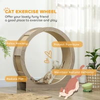 PawHut Cat Wheel with Brake, Scratching Pads - Walnut Brown(m-4)
