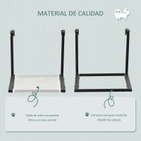 PawHut Hamaca Gatos para Radiador con Gancho Ajustable Cama Colgante de Tela Extraíble Marco de Acero para Protector de Chimenea 42,5x54x34 cm Negro y Beige(m-5)