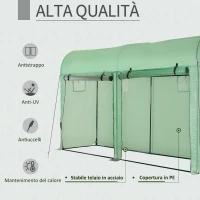 Outsunny Serra Tunnel da Giardino per Piante e Orto, Serra da Balcone con 2 Porte Avvolgibili e 4 Finestre, Copertura in PE Struttura in Acciaio, 3x1x2m(m-5)
