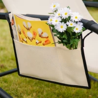 Outsunny Schaukelstuhl Schwingsessel Gartenstuh Schaukelliege Metall Mesh Beige 150 x 62 x 88 cm(m-9)