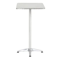 HOMCOM Height Adjustable Bistro Table Pub Bar Square Table Stainless Steel Top Aluminium Edge 60 x 60cm(m-11)