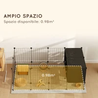 PawHut Gabbia per Animali Piccoli Modulabile con Casette Rialzate per Porcellini d'India e Ricci, Nero(m-6)
