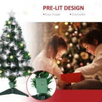 HOMCOM 3ft White Light Artificial Christmas Tree w/ 90 LEDs Star Topper Tri-Base Full Bodied Seasonal Decoration Pre-Lit Home(m-6)