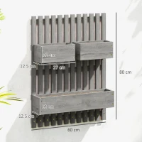 Outsunny Wall-mounted Wooden Garden Planters with Trellis, Drainage Holes and 3 Planter Boxes for Patio, Grey(m-3)