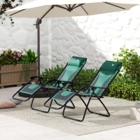 Outsunny Zero Gravity Lounger Chair Set of 2, Folding Reclining Patio Chair with Padded Seat, Cup Holder, Soft Cushion and Headrest for Poolside, Camping, Green(m-8)