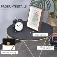 HOMCOM Kaffeetisch mit Stauraum, Beistelltisch, Nachttisch, Couchtisch, Metall MDF, Schwarz, Ø45 x 48 cm(m-5)