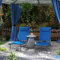 Outsunny Set of Two Adjustable Back Sun Loungers - Blue(m-2)