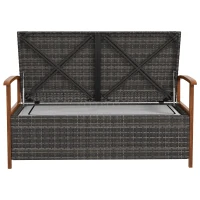 Outsunny Divano da Giardino 2 Posti con Spazio Portaoggetti e Cuscini, in Rattan e Acciaio, 127.5x64x81 cm(m-9)