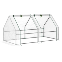 Outsunny Mini Invernadero de Jardín Terraza 180x90x90cm Tipo Caseta Tubo de Acero con 2 Ventanas Enrollables Vivero Casero Blanco