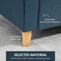 HOMCOM Compact Loveseat Sofa, Modern 2 Seater Sofa for Living Room with Wood Legs and Armrests, Blue(m-5)