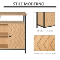 HOMCOM Credenza Moderna con 2 Ante e Vani Aperti, Mobile Consolle Multiuso in MDF e Metallo, 100x35x80cm, Rovere(m-7)