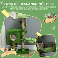 PawHut Árbol Rascador para Gatos 91 cm con Caseta Cama Hamaca Poste de Yute y Bola Colgante 50x40x91 cm Verde(m-6)