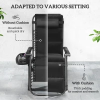Outsunny Set of Two Reclining Sun Loungers, with Cushion - Black(m-5)