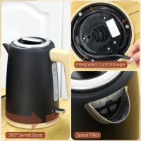 HOMCOM Stainless Steel Kettle and Toaster Set, 1.7L 3000W Fast Boil Kettle & 2 Slice Toaster Kitchen Set with 7 Level Browning Controls, Defrost, Reheat, Auto Off, Boil-dry Protection, Black(m-9)