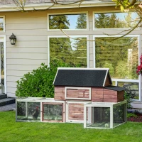 PawHut Pollaio Prefabbricato a Terra Gabbia per Galline Ovaiole con Recinto Mobile in Metallo Bianco 290x71x119cm(m-2)