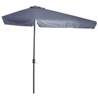 Outsunny Demi parasol - parasol de balcon 5 entretoises métal 2,3 x 1,3 x 2,49 m polyester haute densité gris(m-1)