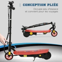 HOMCOM Trottinette électrique 120 W pliable pour enfant 7-14 ans 12 Km/h max. autonomie 10 Km max. rouge(m-5)
