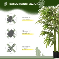 HOMCOM Pianta Finta Bambù in Vaso Realistico con 780 Foglie per Interno ed Esterno 140cm(m-6)