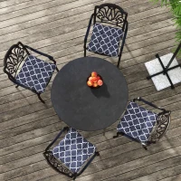 Outsunny 4-Piece Seat Cushion Pillows Replacement, Patio Chair Cushions Set with Ties for Indoor Outdoor, Blue(m-7)