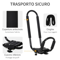 HOMCOM Set 2 Staffe Porta Kayak con Attacco Universale per Portapacchi Adatte per Canoe e Paddleboard, Nero, 46x16.5x47cm(m-4)