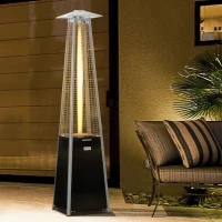 Outsunny 11.2KW Outdoor Patio Gas Heater Freestanding Pyramid Propane Heater Garden Tower Heater with Wheels, Dust Cover, Regulator and Hose, Black, 50 x 50 x 225cm(m-10)