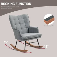HOMCOM Linen-Look Rocking Chair and Ottoman Set - Grey(m-4)