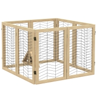PawHut Hundegitter Treppengitter Absperrgitter, faltbar, Kiefernholz, 375 cm x 44 cm x 70 cm, Natur