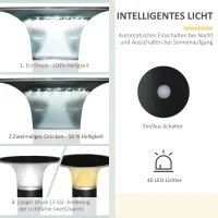 Outsunny Solarlampen für Außen Gartenleuchte mit Solarpaneel Ø23,5 x 60 cm Schwarz LED Solarbetrieben Aluminium Rahmen 2 Lichtmodi Garten Gartenbeleuchtung Außenbeleuchtung(m-6)
