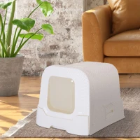 PawHut Pet Cat Litter Box 54L × 42W × 41H cm with Scoop White(m-10)