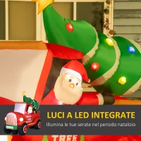 HOMCOM Babbo Natale su Camion Gonfiabile Gigante 180cm con Luci a LED, Impermeabile e Luminoso, da Esterno o Interno(m-4)