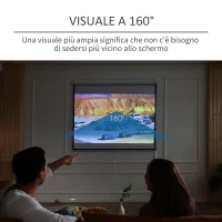 HOMCOM Telo per Proiettore da 100" Formato 16:9/4:3 ad Altezza Regolabile, 210x8.6x7 cm, Bianco e Nero(m-5)