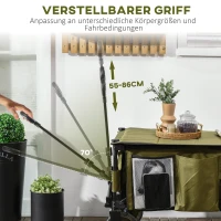 Outsunny Bollerwagen, klappbar, 5 Seitentaschen, verstellbarer Griff, bis 120 kg belastbar, Stahl, 108 x 55 x 93 cm, Grün(m-4)