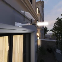 Outsunny Luz Solar Exterior con 54 LED IP65 Impermeable con Iluminación Blanca Fría y Mando a Distancia 68x37x16 cm Plata(m-2)