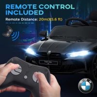 AIYAPLAY 12V BMW Licensed Kids Car, with Easy Transport, Remote Control, Suspension, Music, Horn, LED Lights, Black(m-8)