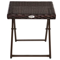 Outsunny Table basse pliable de jardin style cosy chic dim. 40L x 40l x 40H cm acier résine tressée imitation rotin marron(m-10)