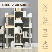 HOMCOM Mobile Libreria ad Albero con 13 Ripiani in Legno Truciolare, 96x30x150cm(m-4)