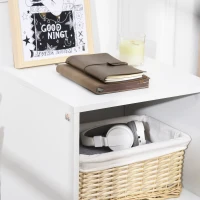 HOMCOM Mesita de Noche con 1 Cajón y Estante Mesa Auxiliar de Estilo Nórdico para Salón Dormitorio 40x40x62 cm Blanco(m-7)