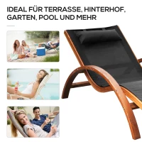 Outsunny Liegestuhl Sonnenliege Gartenliege Lounge Relaxliege Relaxsessel mit Kopfkissen Holz Teak 161 x 72 x 68 cm(m-6)