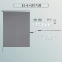 Outsunny Senkrechtmarkise Balkonmarkise Vertikalmarkise Windschutz Seitenrollo Sichtschutz mit Handkurbel Polyesterstoff+Aluminium Grau 200 x 140 cm(m-6)