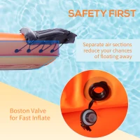 Outsunny Inflatable Kayak, 1-Person Sit-in Inflatable Boat, Inflatable Canoe Set with Detachable Seat, Air Pump, Aluminium Oar, Orange, 270x93x50cm(m-4)