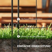 Outsunny Gartenzaun Zaun Stahl 300 cm x 70 cm hoch Dekorativer Gitterzaun Set Zaunelemente Schwarz(m-4)