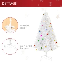 HOMCOM Albero di Natale Bianco 180cm con Addobbi e 930 Rami, Albero di Natale Innevato Artificiale in PVC(m-6)